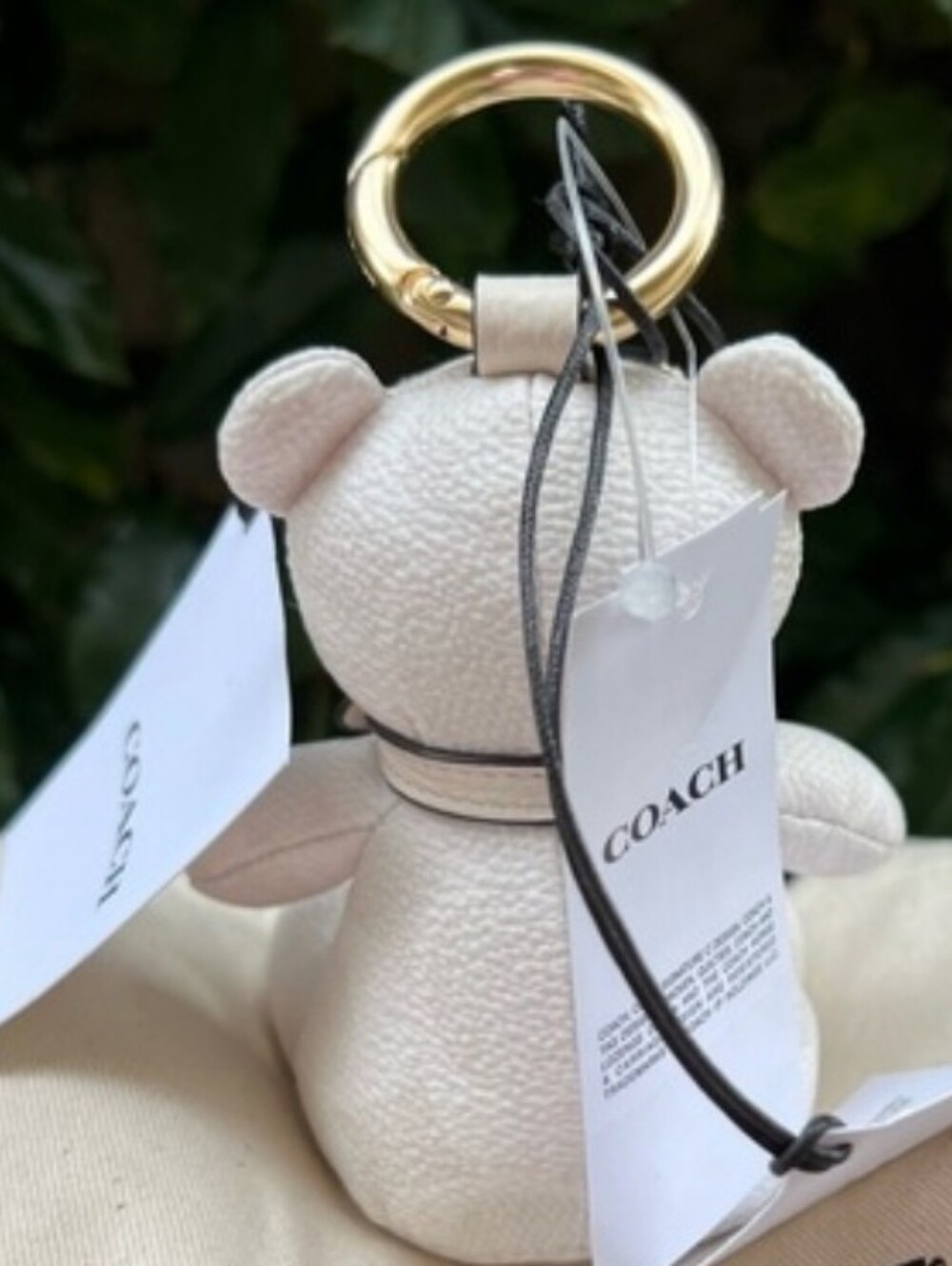 Coach Bear NWT Leather Bag Charm / Keychain Chalk Gold Tone - Picture 2 of 5